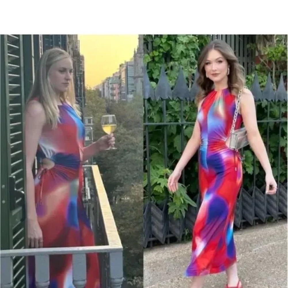 Rebecca Vallance Multicolor Abstract Maxi Dress